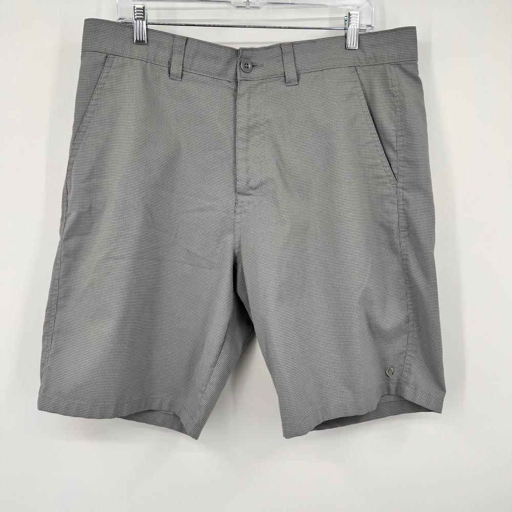Hang Ten Mens Hybrid Walk Shorts Grey Micro Check Stretch Size 36 RN 147446